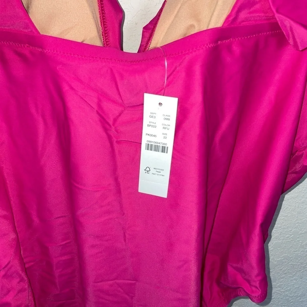 J.Crew bright pink ruffled one piece swimsuit
